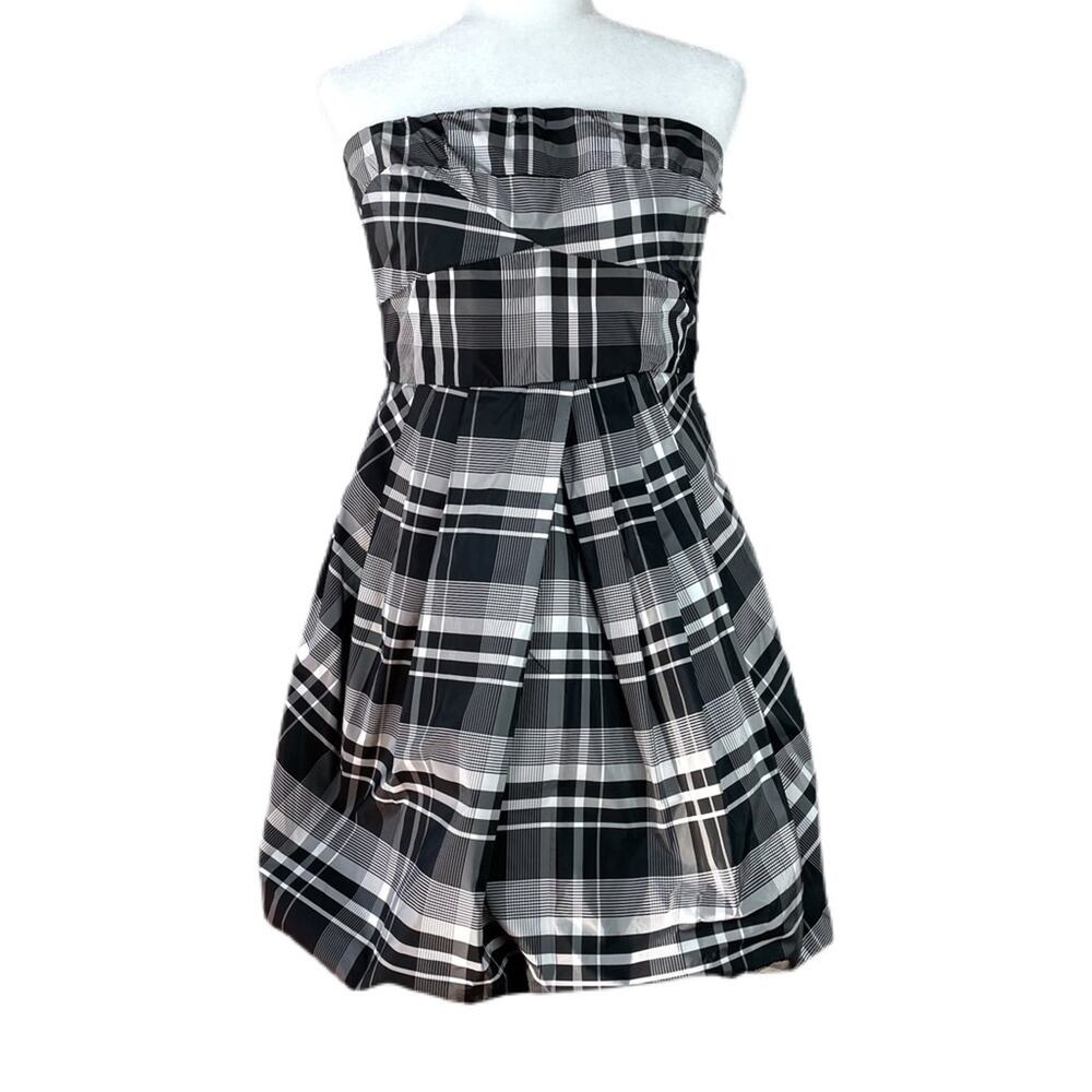 Vintage y2k Plaid Strapless Bubble Skirt Party Dress Sz L